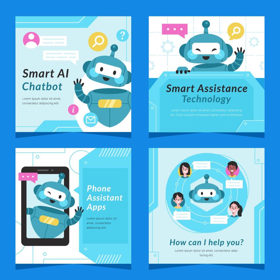 AI Chatbot Technology Post Template vector