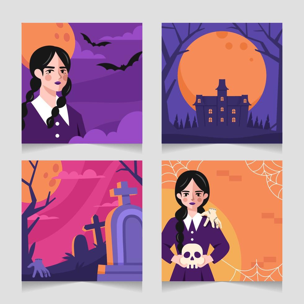 Horror Night Post Template vector