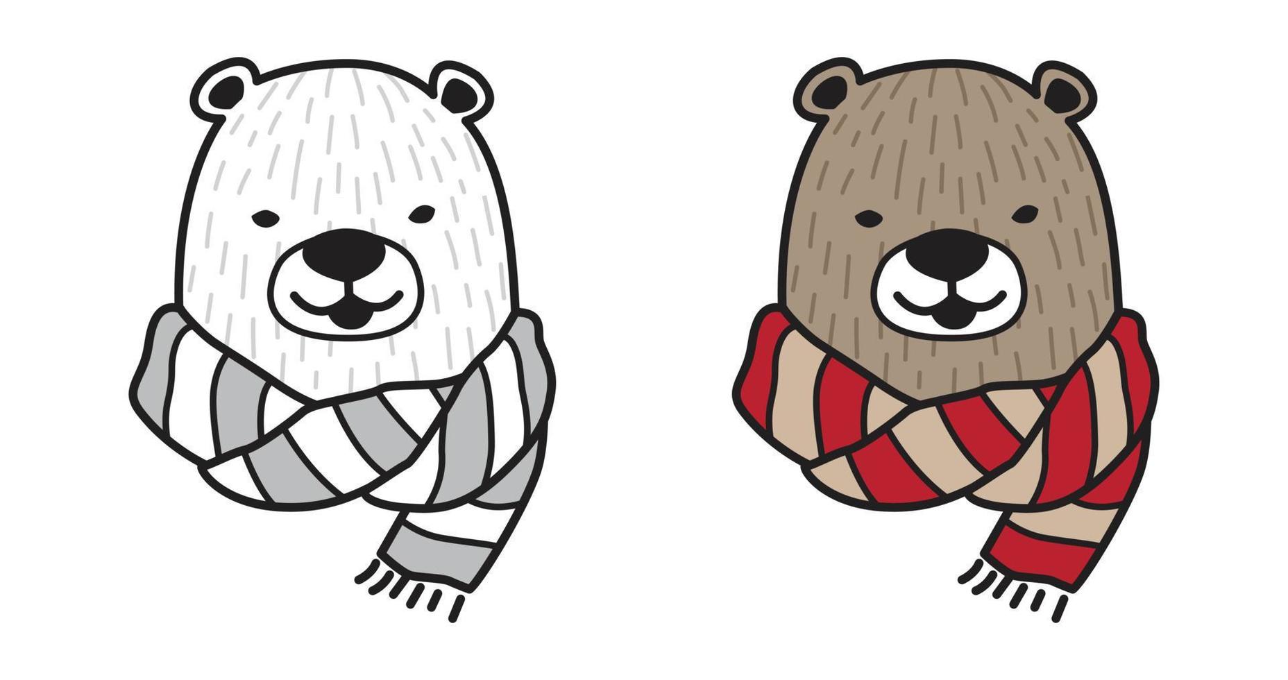 oso vector polar oso logo icono bufanda ilustración garabatear personaje dibujos animados