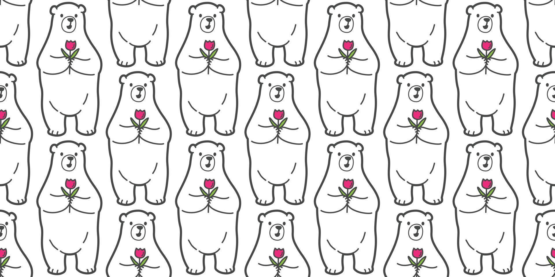 oso sin costura polar oso vector modelo tulipán flor aislado fondo de pantalla antecedentes