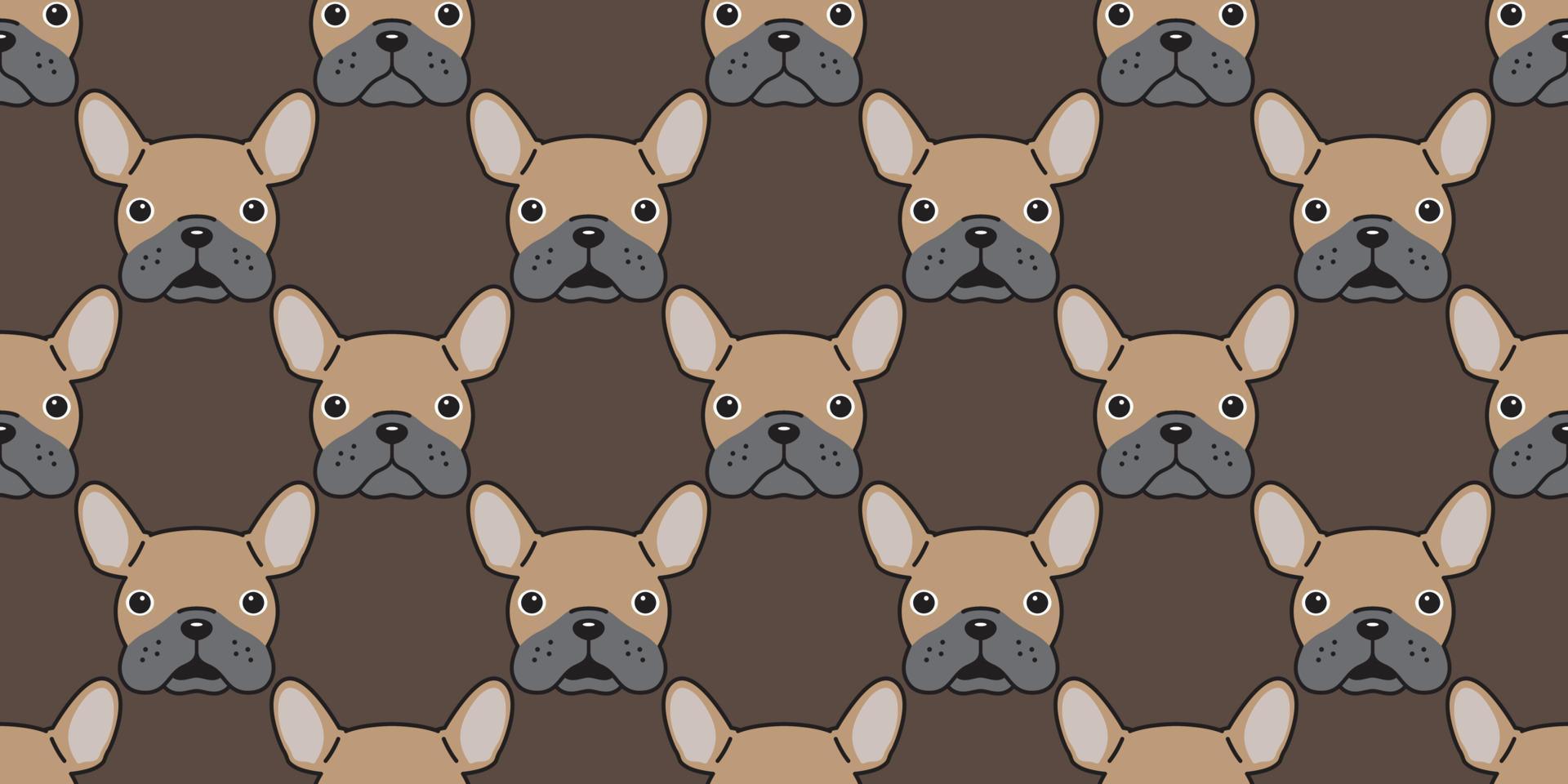 dog Seamless French bulldog vector Pattern isolated wallpaper background brown