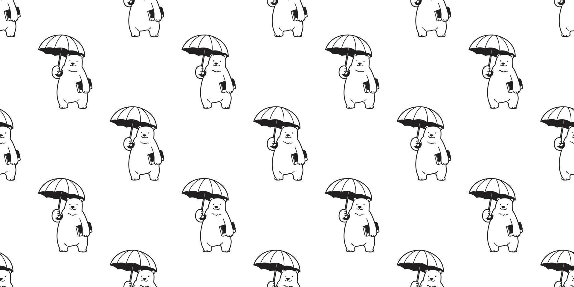 bear seamless Polar bear vector pattern umbrella raining isolated wallpaper background