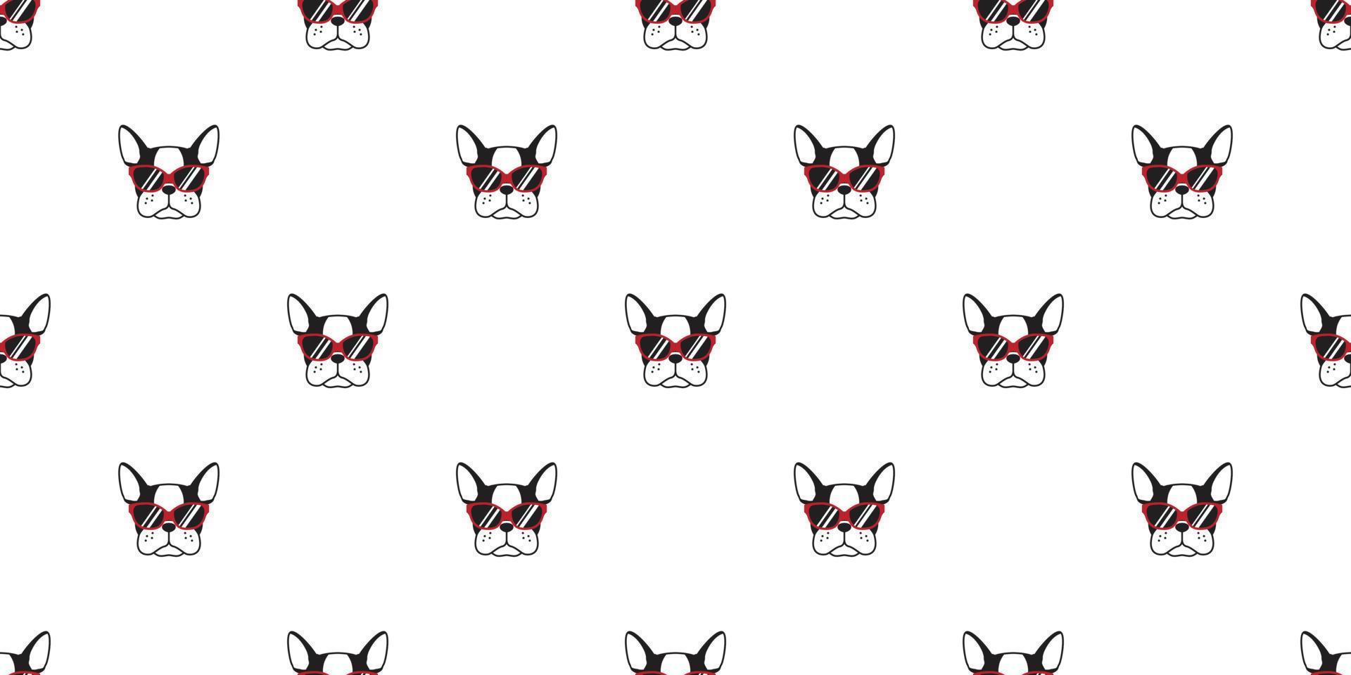 dog Seamless Pattern french bulldog face sunglasses vector isolated wallpaper background