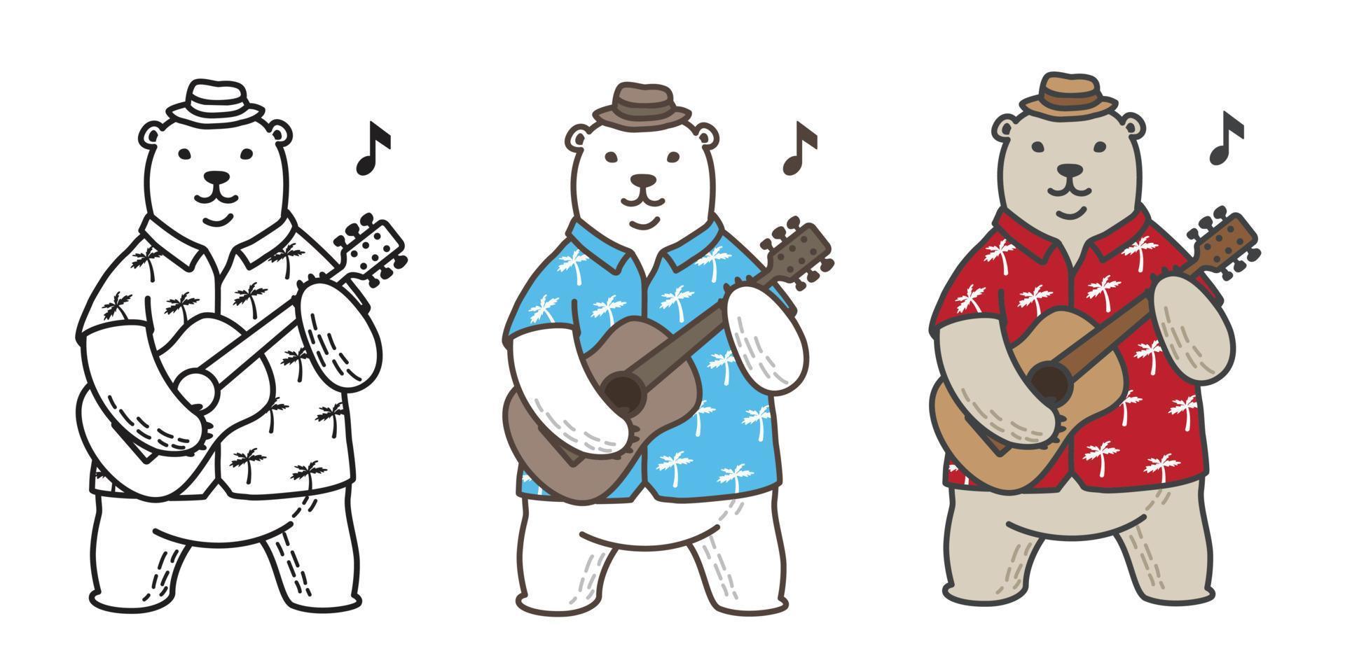 Bear vector Polar bear icon logo play guitar illustration cartoon character