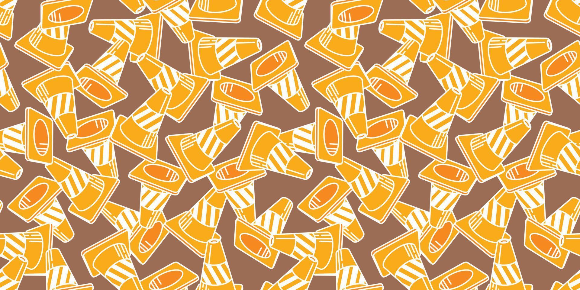 Traffic Cones Seamless Pattern vector isolated wallpaper background orange