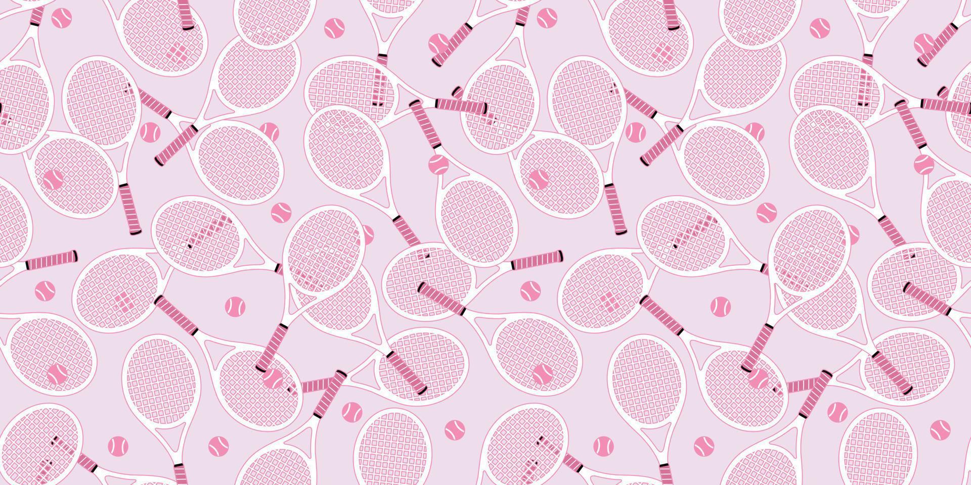 seamless pattern Tennis Racket badminton vector wallpaper isolated background pink