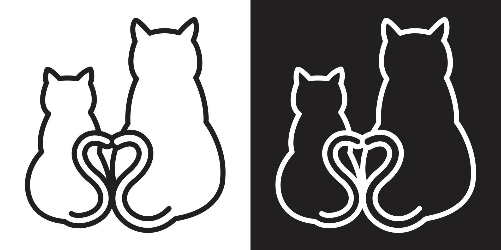 cat logo kitten vector icon heart valentine illustration character