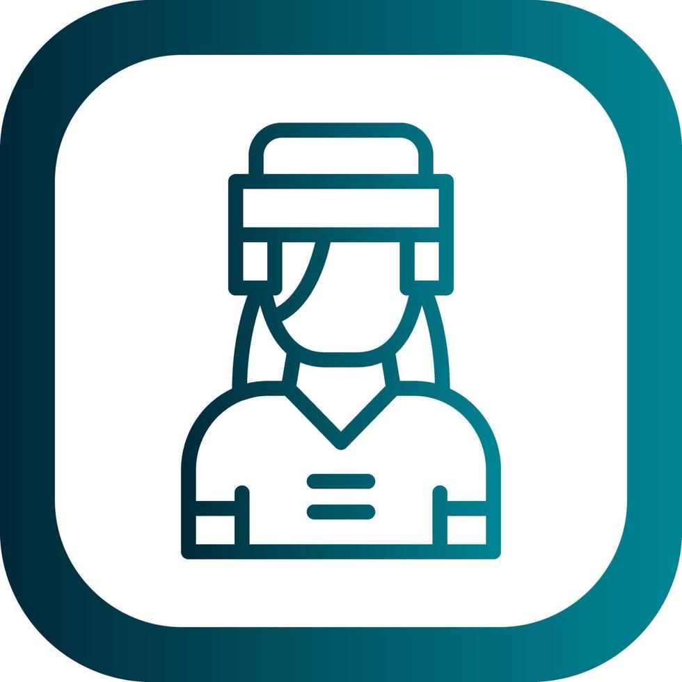 Hockey Player Woman Vector Icon Design