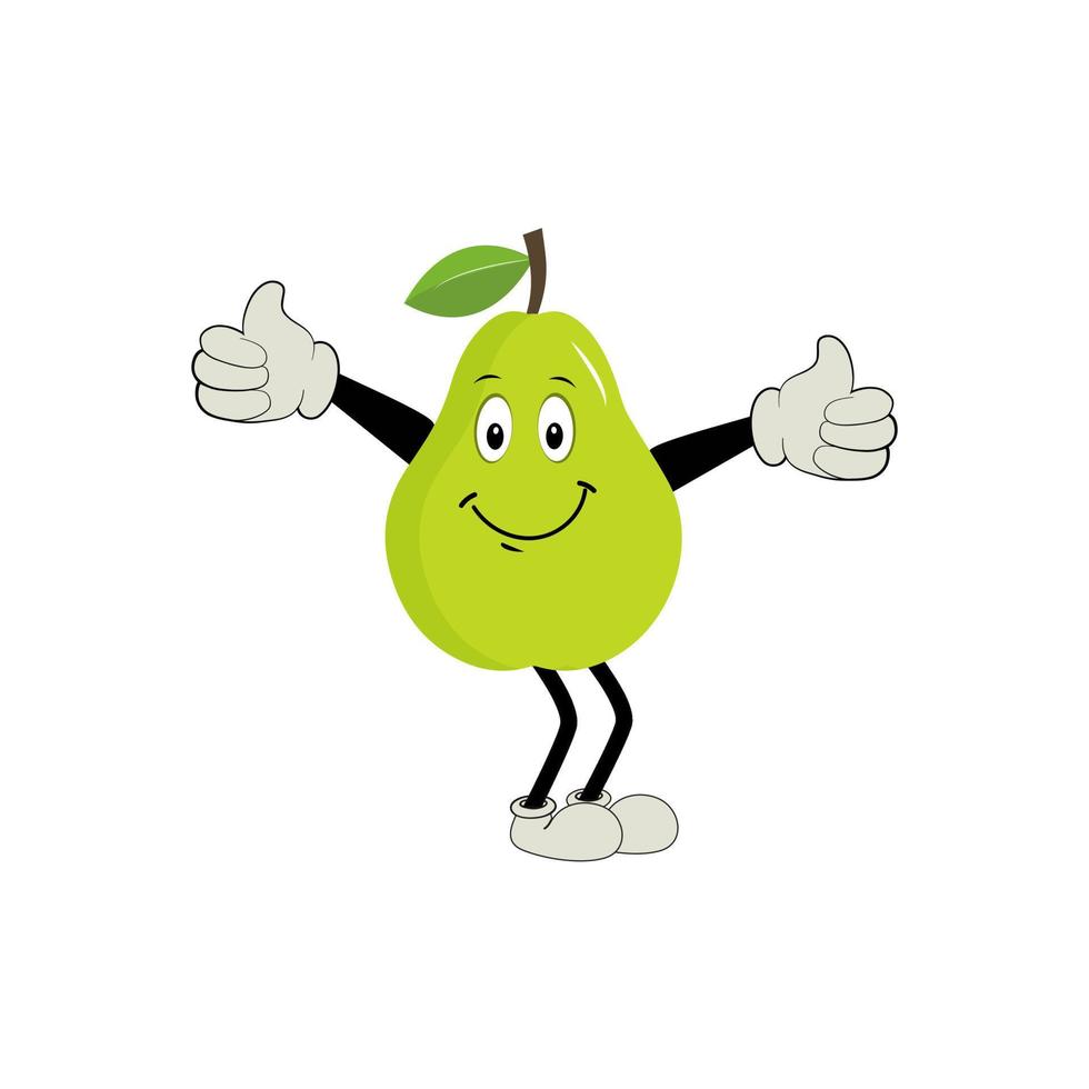 Pear fruit cartoon. Cute vector set of pear fruit character in different action emotion. Collection of pear characters in different expressions, Funny fruit mascot.