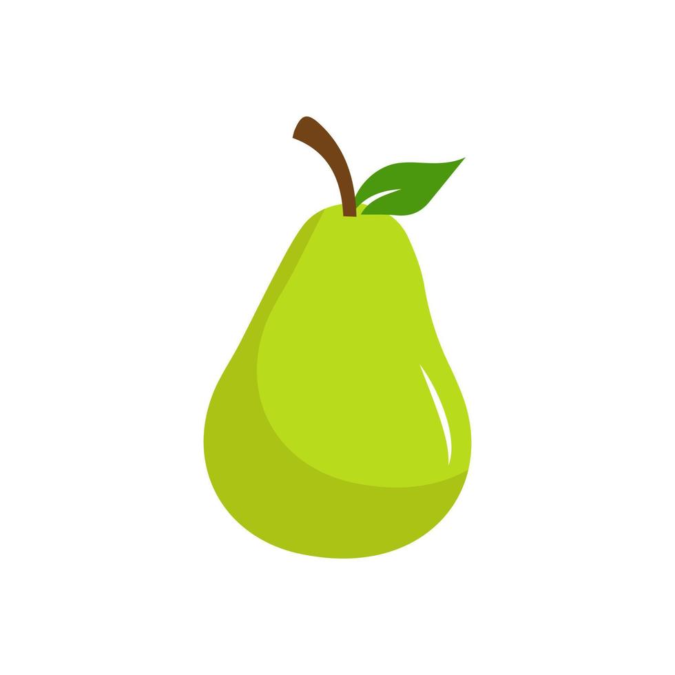 Pear icon vector illustration. Green colorful pear fruit icon isolated on white background. Cartoon flat design. Vector illustration.