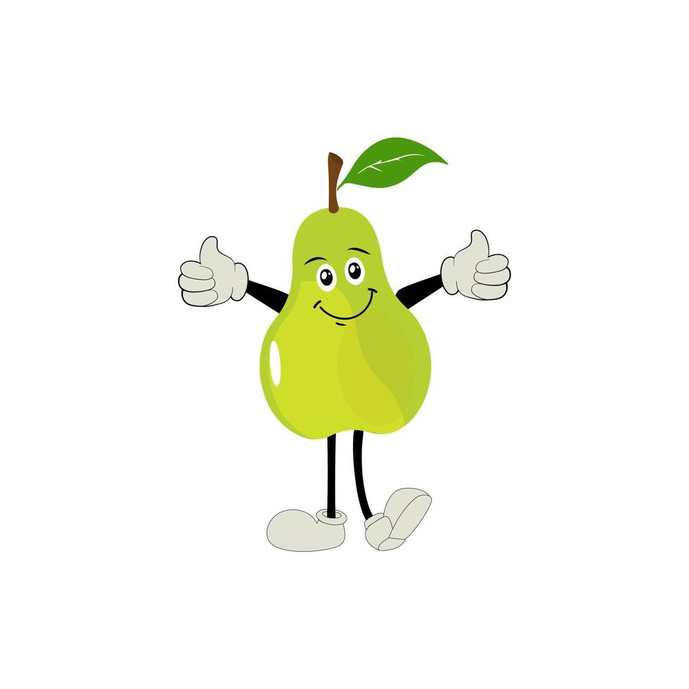 Pear fruit cartoon. Cute vector set of pear fruit character in different action emotion. Collection of pear characters in different expressions, Funny fruit mascot.
