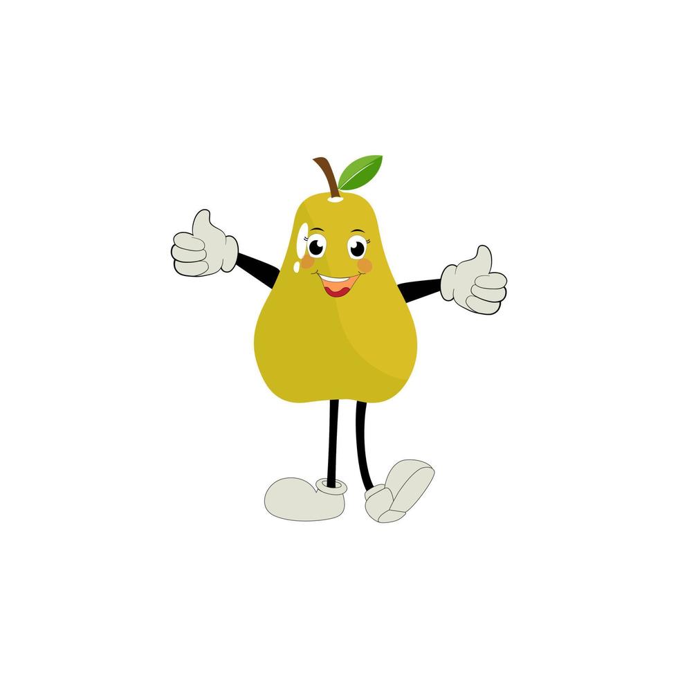 Pear fruit cartoon. Cute vector set of pear fruit character in different action emotion. Collection of pear characters in different expressions, Funny fruit mascot.