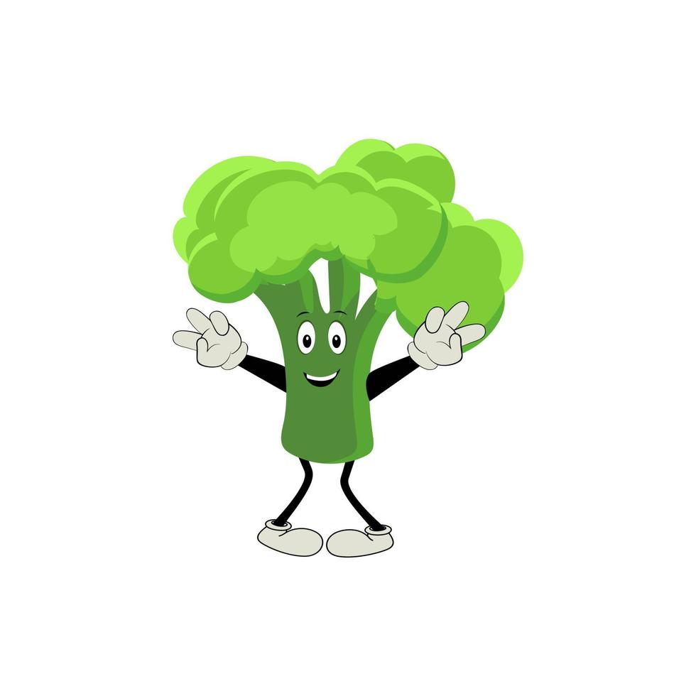 Broccoli mascot cartoon in vector. Cute happy smiling broccoli vegetable set collection. Vector flat cartoon character illustration icon design. content, happy, green smile, cheerful Face Emotion.