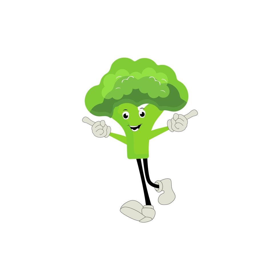 Broccoli mascot cartoon in vector. Cute happy smiling broccoli vegetable set collection. Vector flat cartoon character illustration icon design. content, happy, green smile, cheerful Face Emotion.