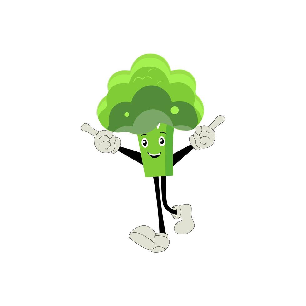 Broccoli mascot cartoon in vector. Cute happy smiling broccoli vegetable set collection. Vector flat cartoon character illustration icon design. content, happy, green smile, cheerful Face Emotion.