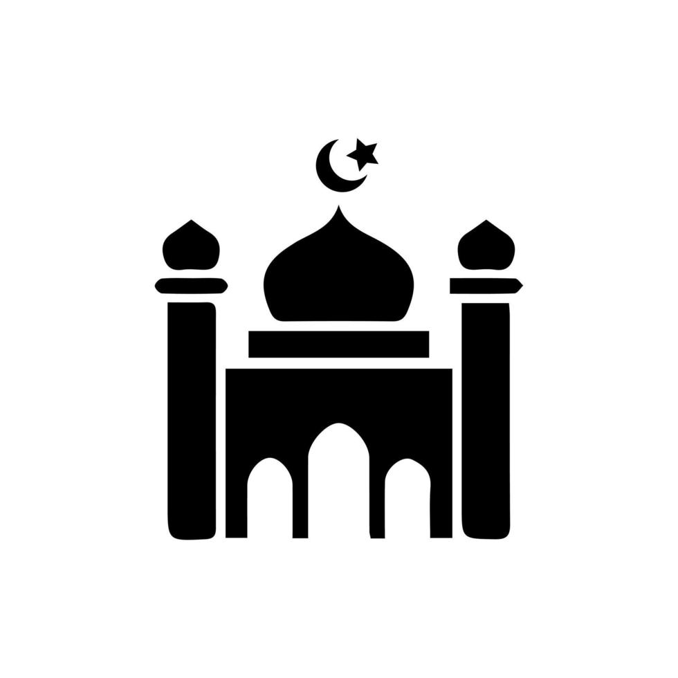 mezquita sencillo icono, islámico Adoración lugar, musulmán símbolos, vector ilustración. plano mezquita icono diseño vector, mezquita silueta. hayy, umrah, ramadhan Kareem, ied Mubarak