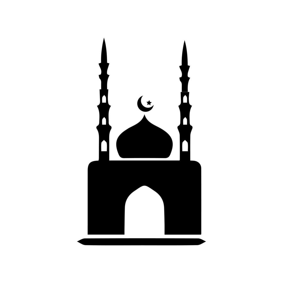Mosque simple icon, islamic worship place, muslim symbols, vector illustration. Flat mosque icon design vector, mosque silhouette. Hajj, umrah, ramadhan kareem, ied mubarak
