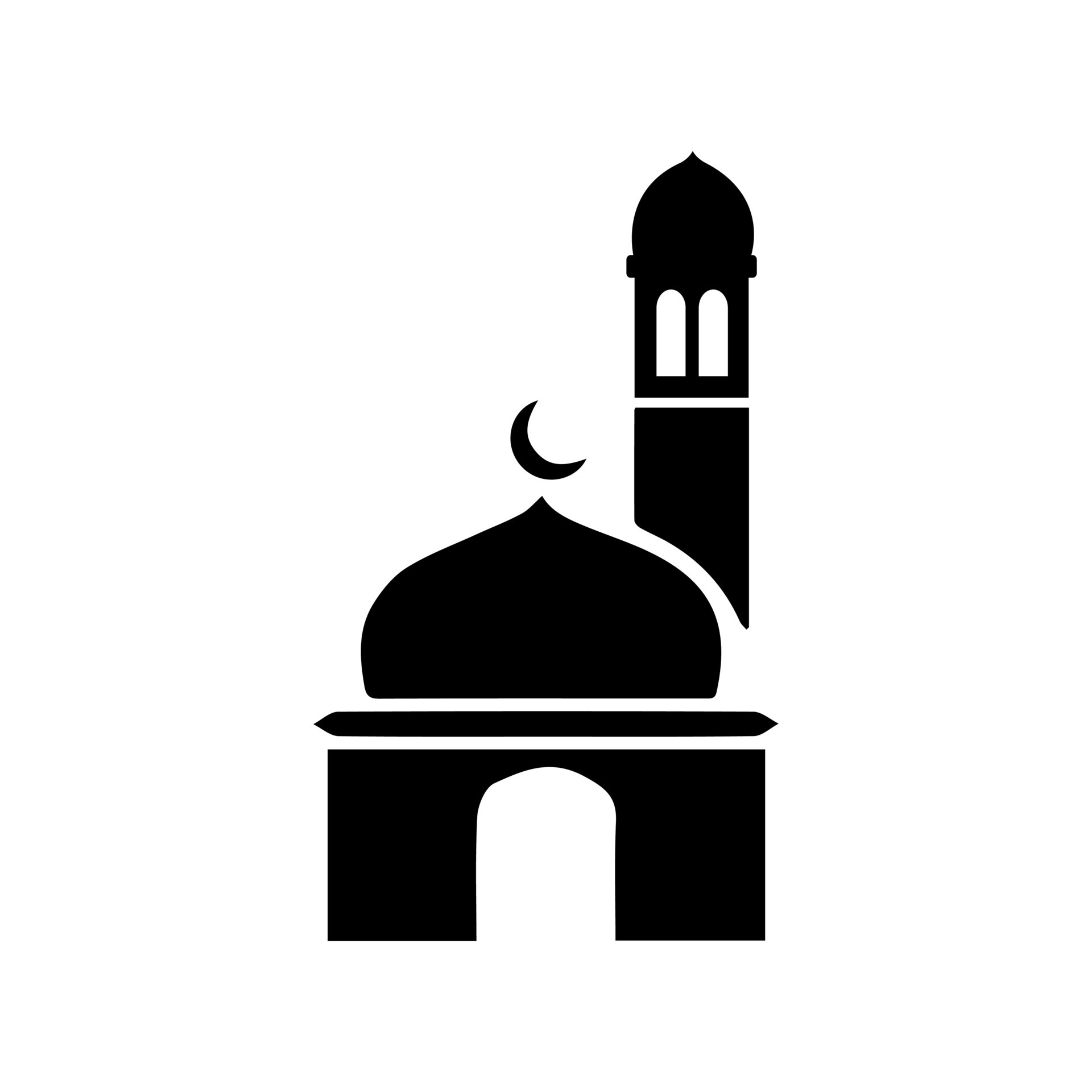 Mosque simple icon, islamic worship place, muslim symbols, vector