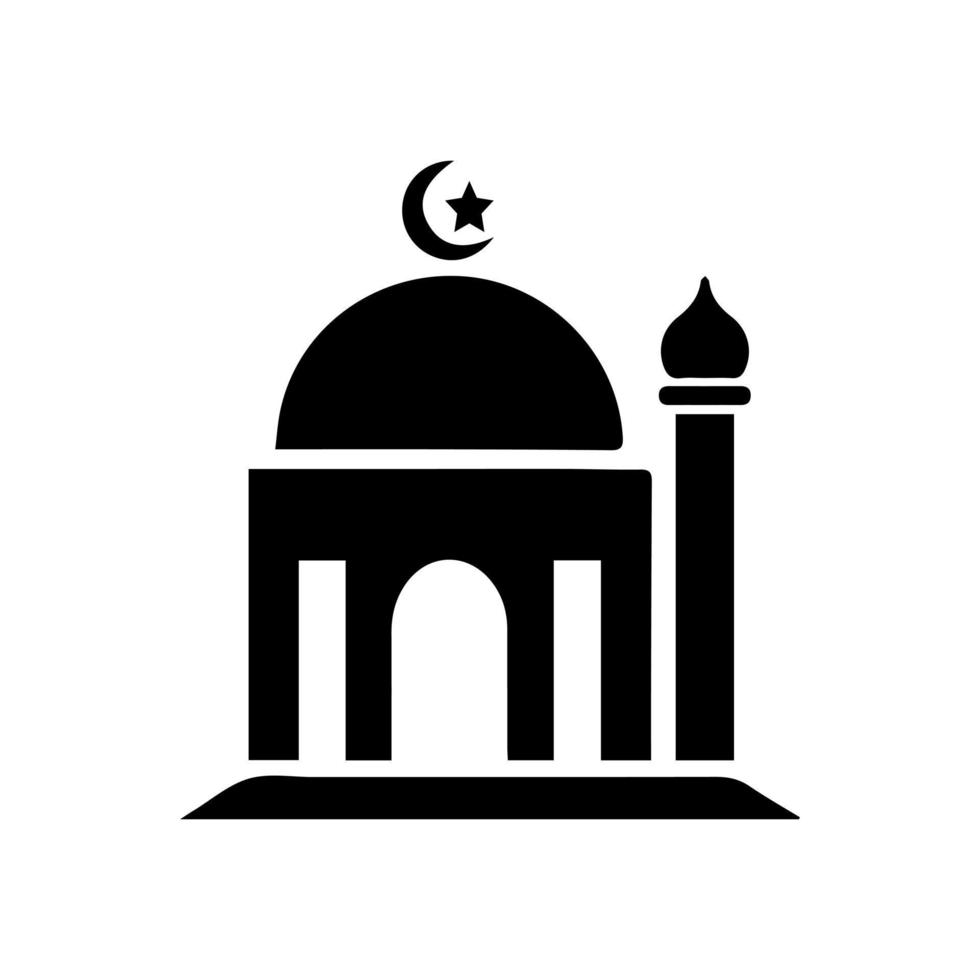 Mosque simple icon, islamic worship place, muslim symbols, vector illustration. Flat mosque icon design vector, mosque silhouette. Hajj, umrah, ramadhan kareem, ied mubarak