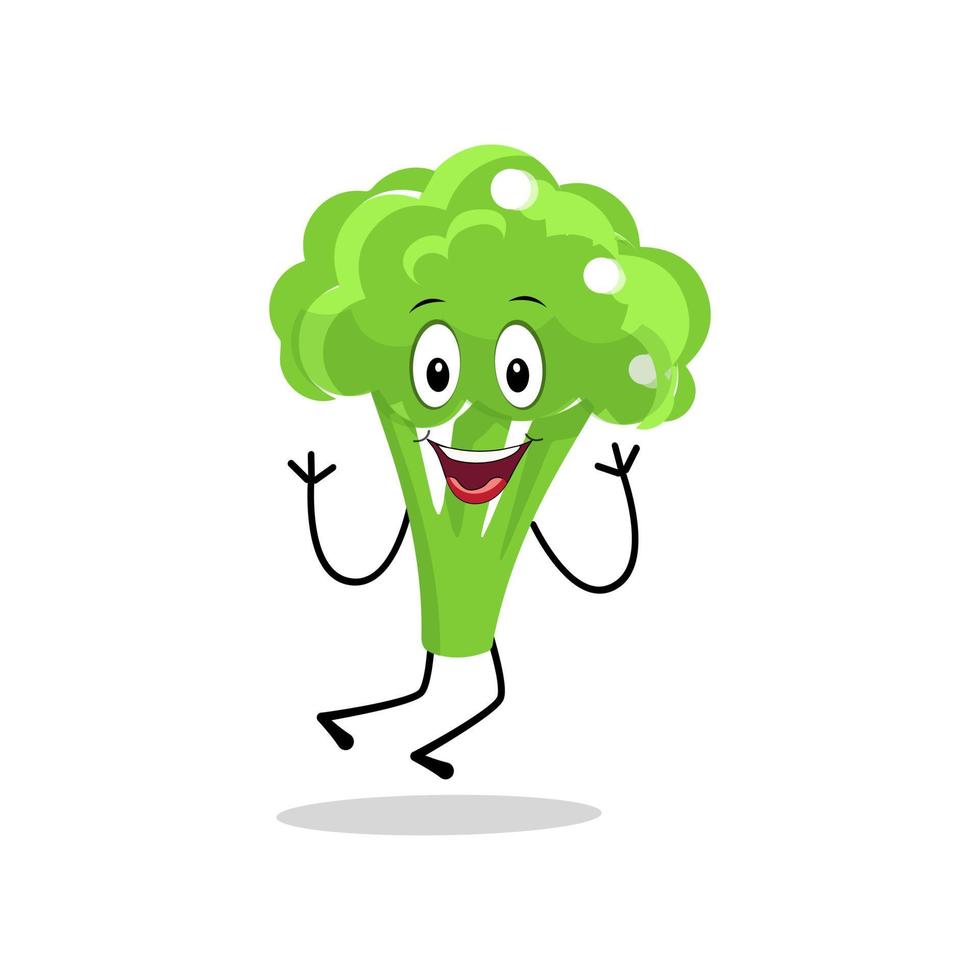 Broccoli mascot cartoon in vector. Cute happy smiling broccoli vegetable set collection. Vector flat cartoon character illustration icon design. content, happy, green smile, cheerful Face Emotion.