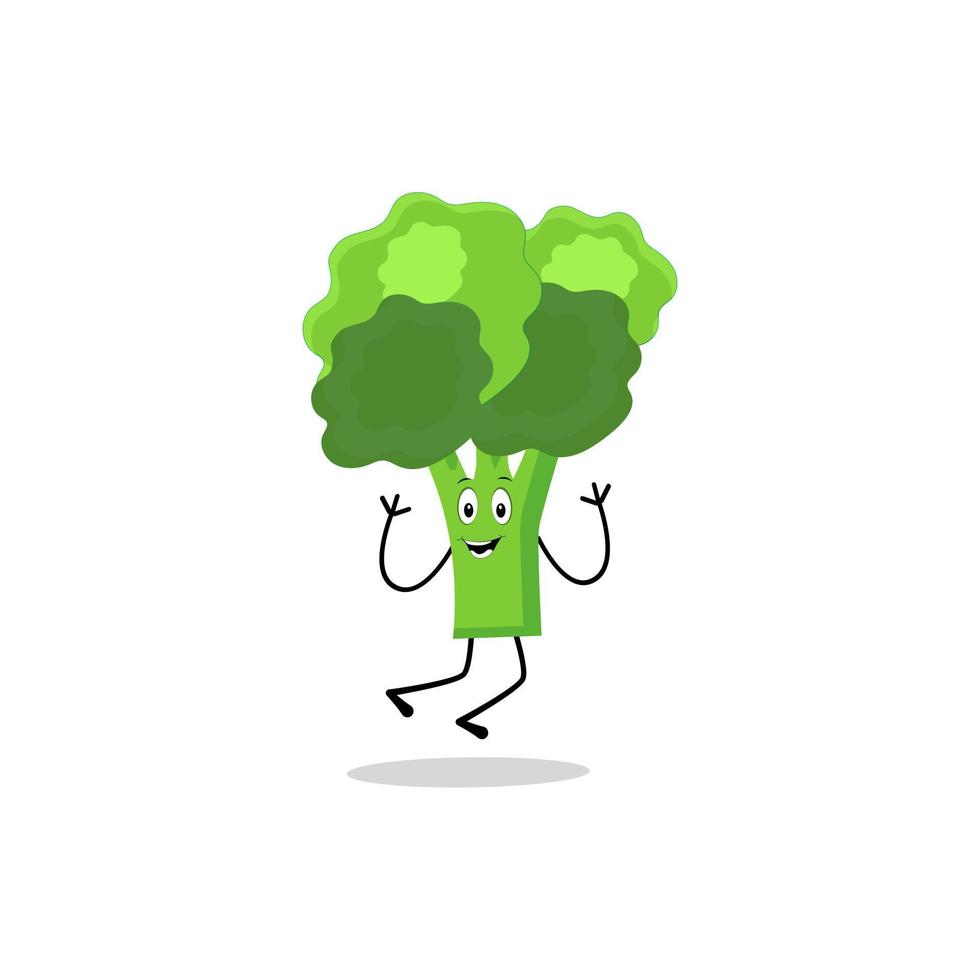 Broccoli mascot cartoon in vector. Cute happy smiling broccoli vegetable set collection. Vector flat cartoon character illustration icon design. content, happy, green smile, cheerful Face Emotion.