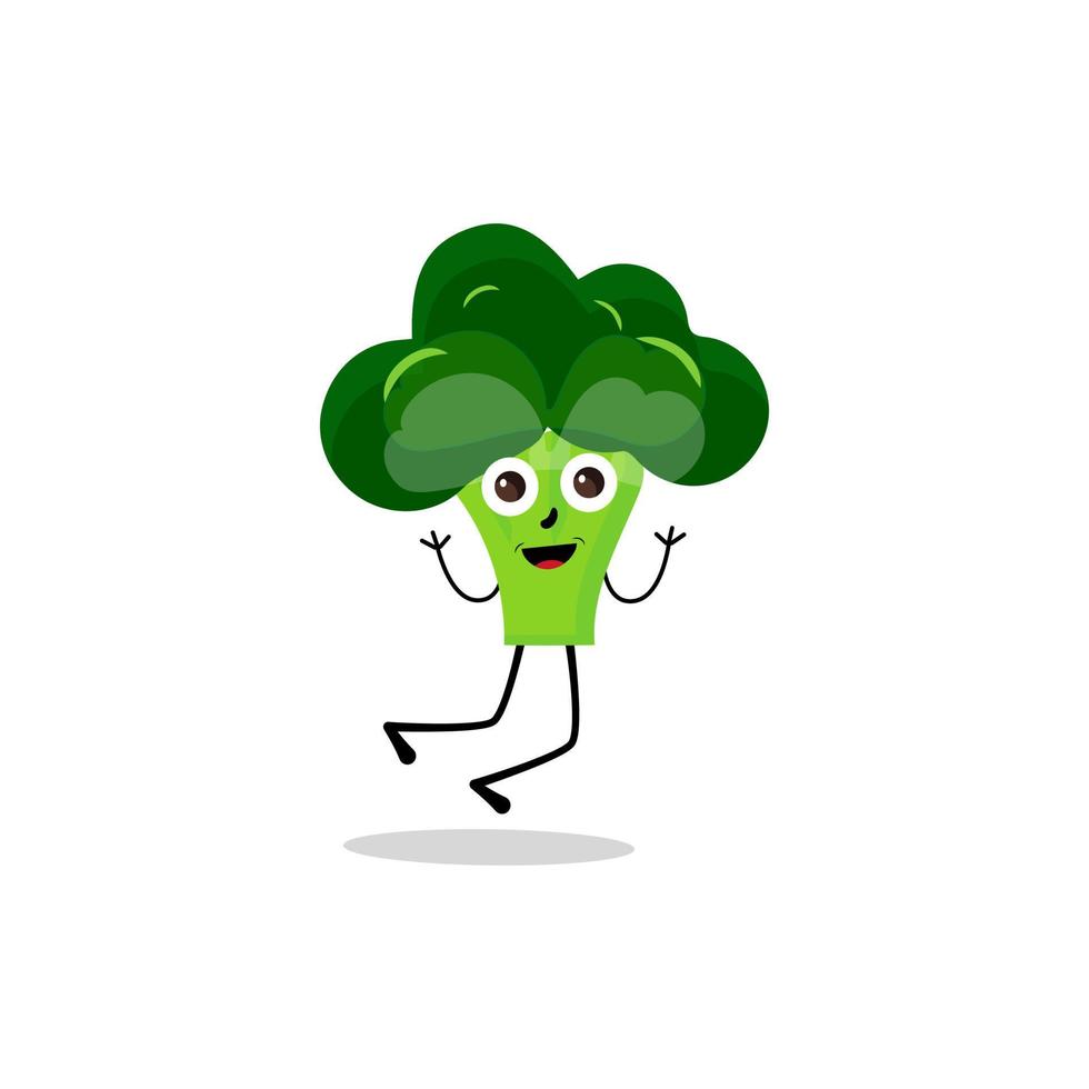 Broccoli mascot cartoon in vector. Cute happy smiling broccoli vegetable set collection. Vector flat cartoon character illustration icon design. content, happy, green smile, cheerful Face Emotion.