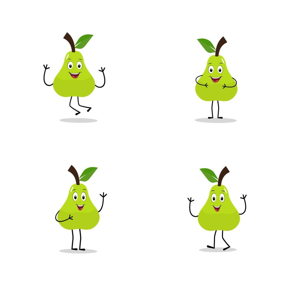 Pera Fruta dibujos animados. linda vector conjunto de Pera Fruta personaje en diferente acción emoción. colección de Pera caracteres en diferente expresiones, gracioso Fruta mascota.