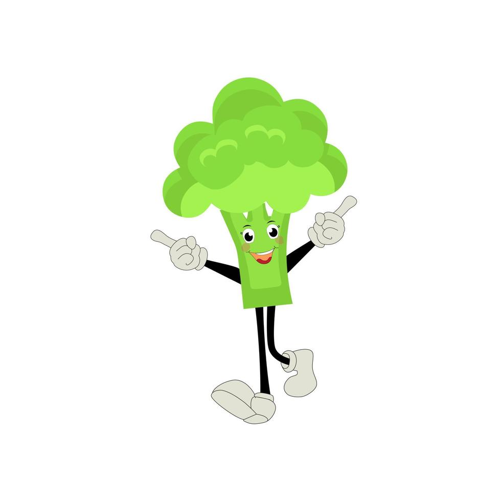 Broccoli mascot cartoon in vector. Cute happy smiling broccoli vegetable set collection. Vector flat cartoon character illustration icon design. content, happy, green smile, cheerful Face Emotion.