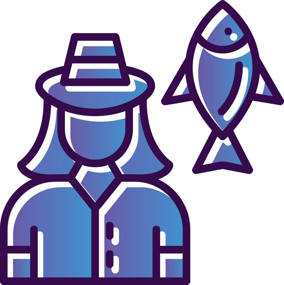 Fisherwoman Vector Icon Design