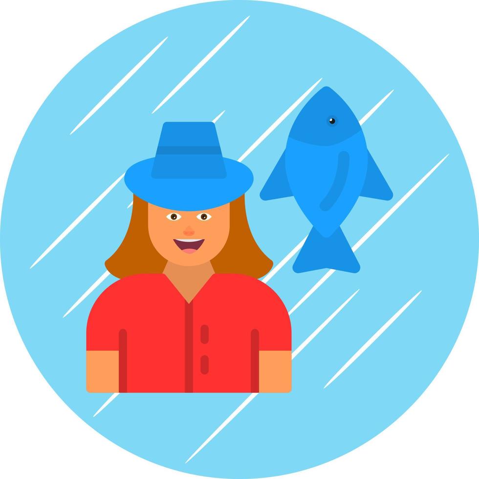 Fisherwoman Vector Icon Design