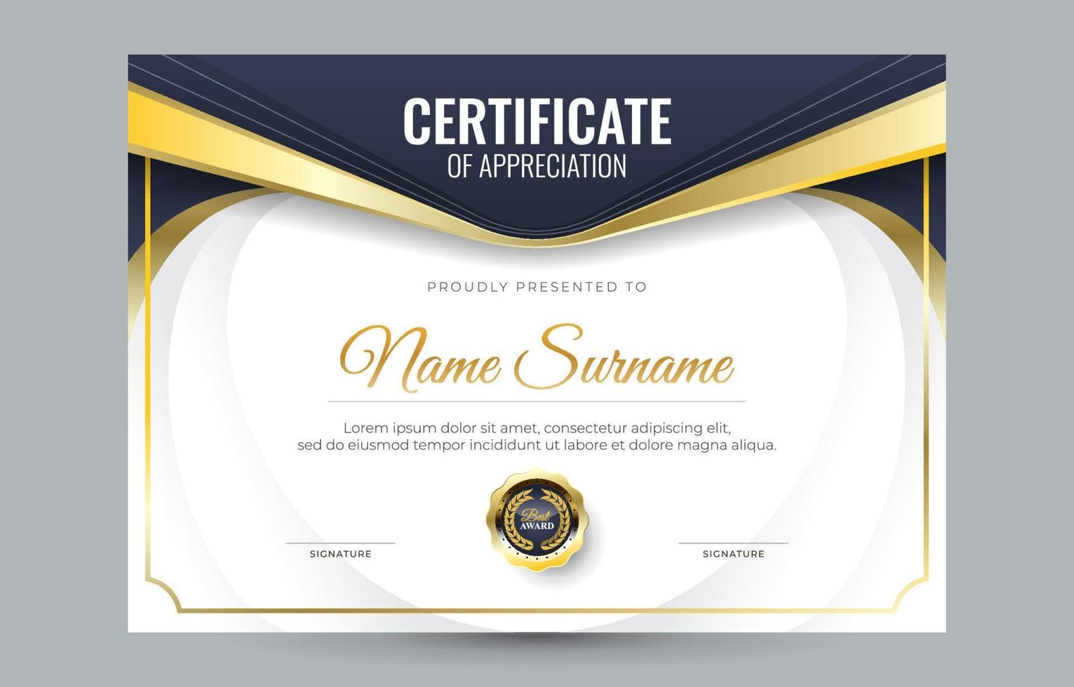 Certifitace of Appreciation Template vector