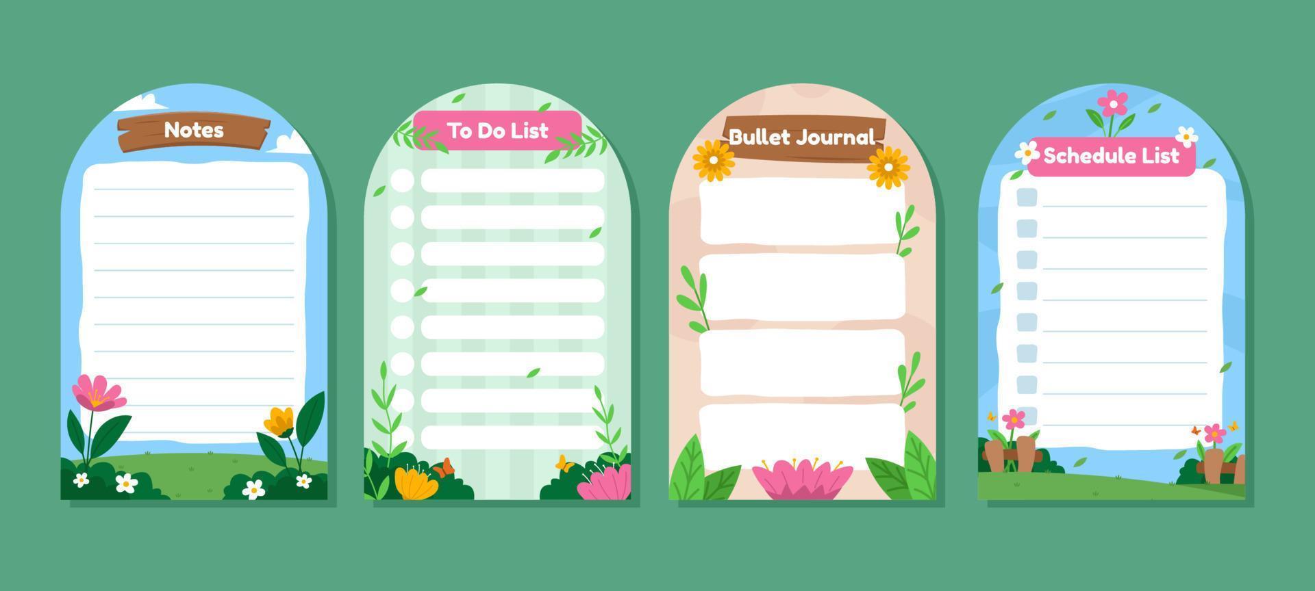 Journal Spring Themed Template with Vibrant FLower vector