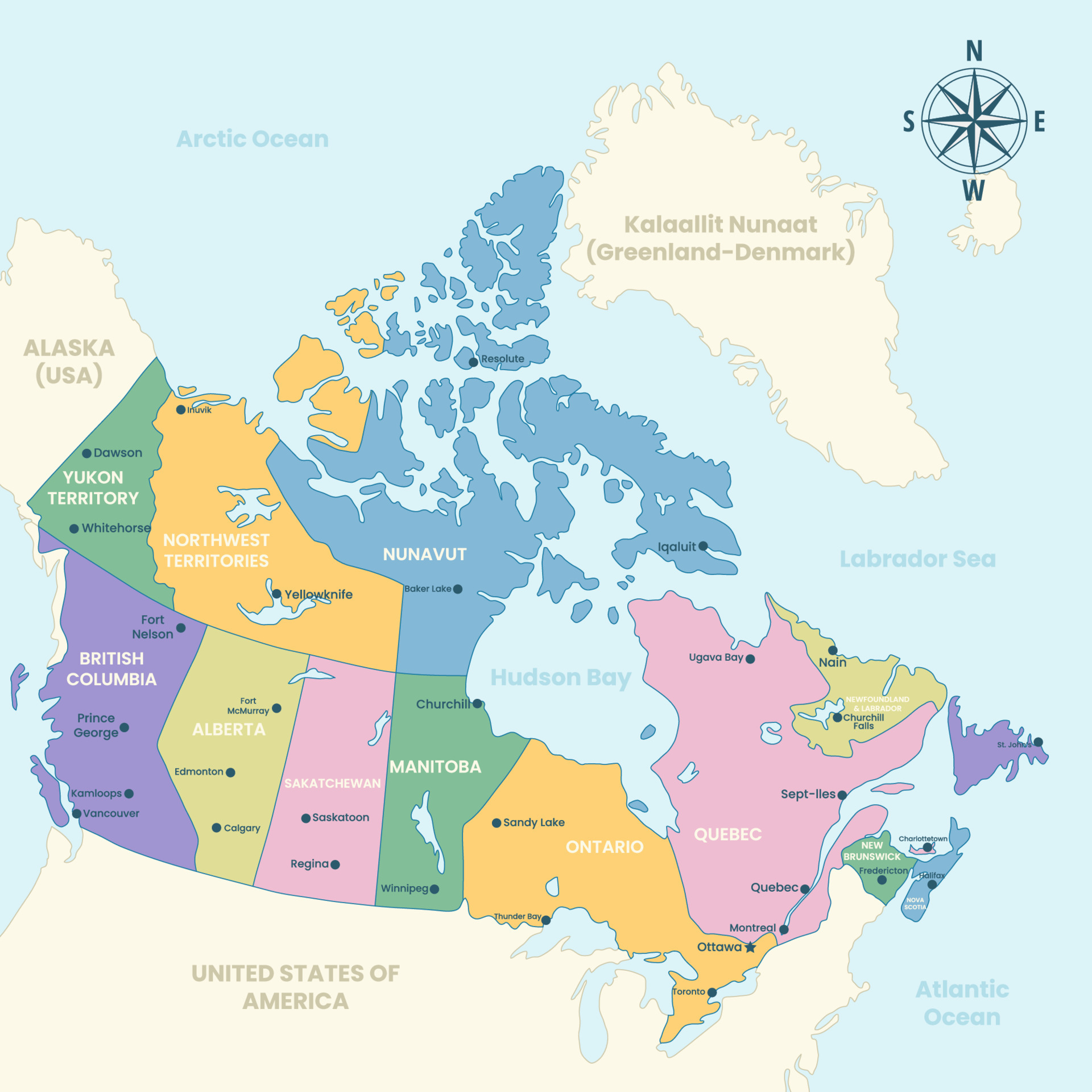 Map Of Canada With Lakes - Country Map Of Canada Free Vector