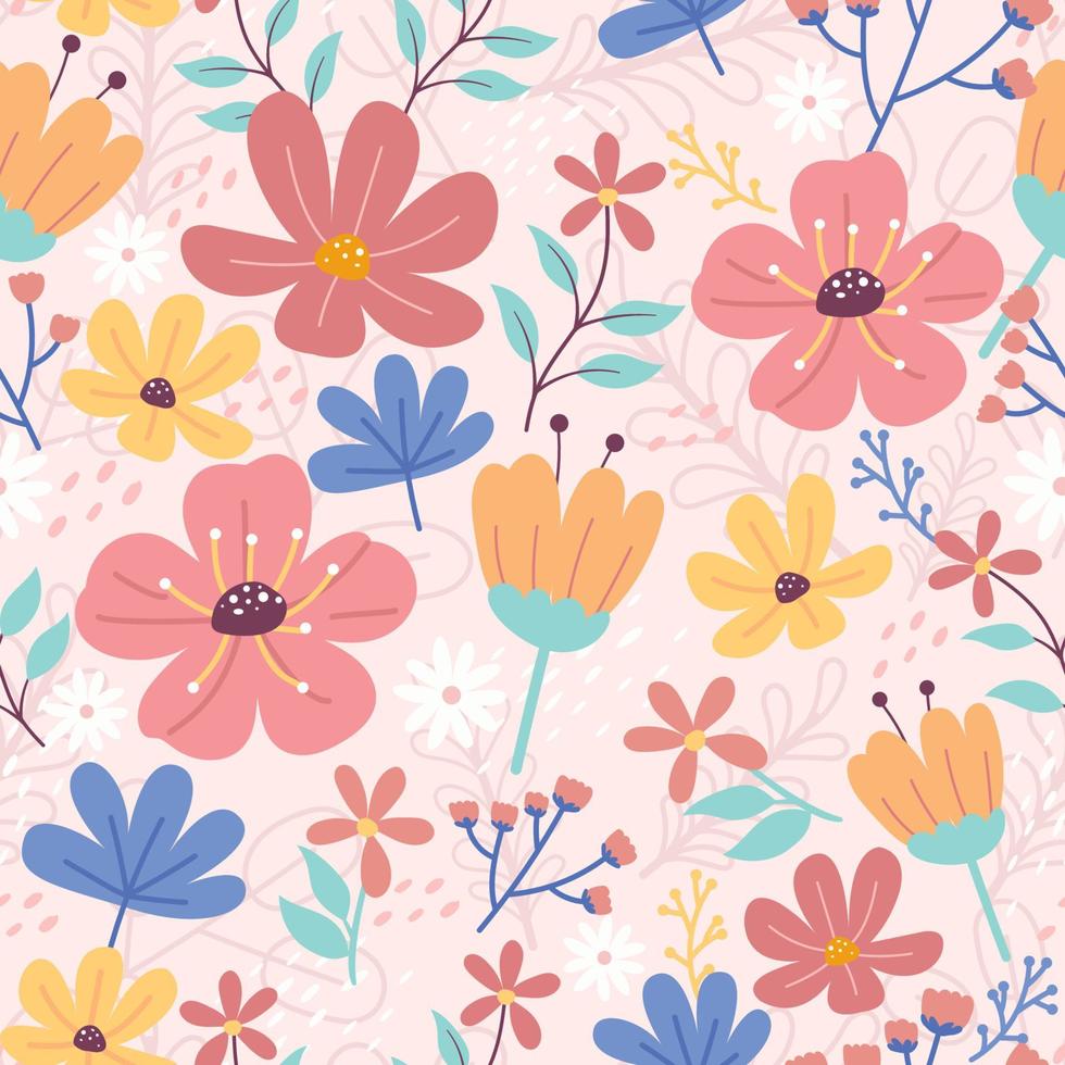 Beauty Spring Floral Seamless Pattern vector