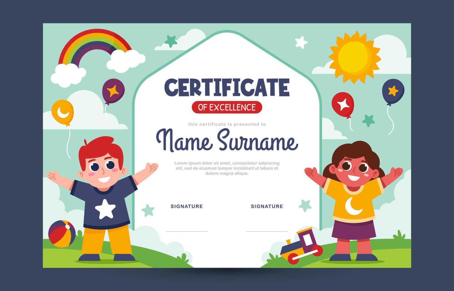 plantilla de certificado de niños vector