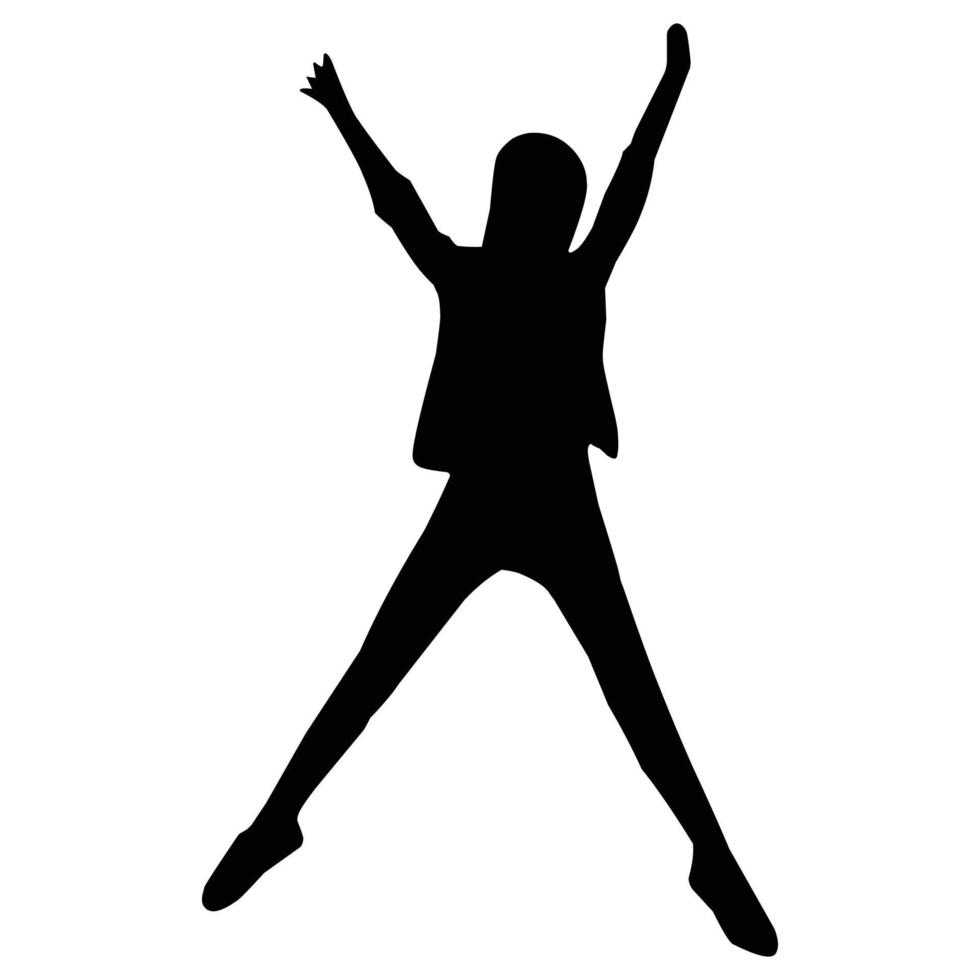 the girl jump be happy silhouette vector