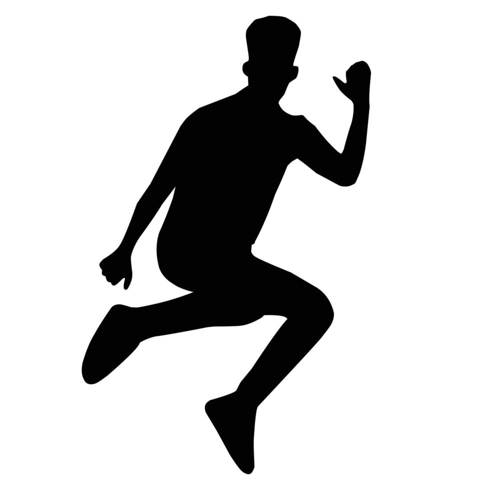boy jumping for fun silhouette vector