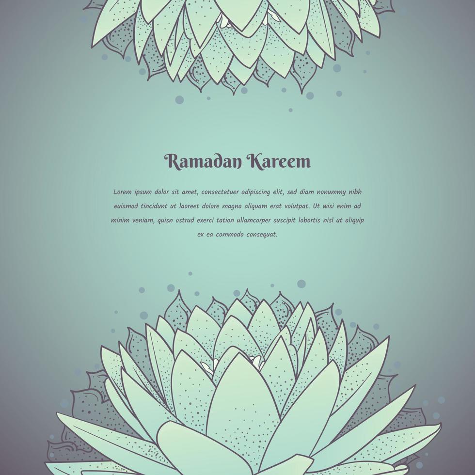 Islamic background with lotus in hand drawn design for ramadan kareem or eid mubarak template vector
