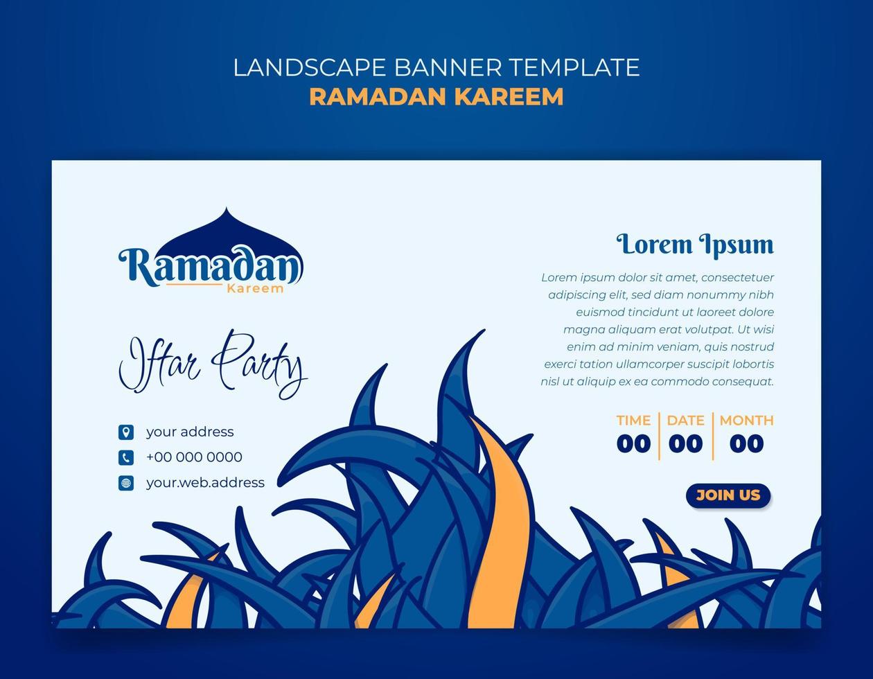 Banner template with grass design for ramadan kareem or eid mubarak vector