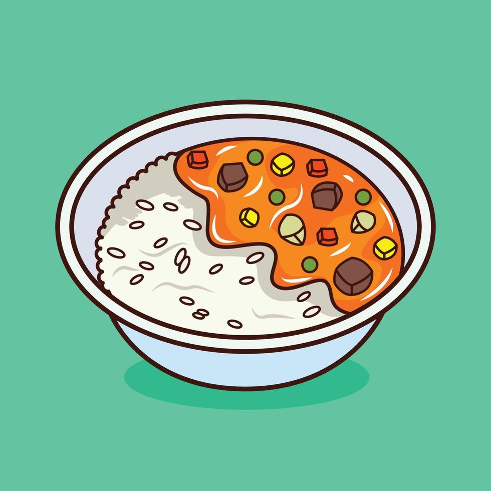 curry arroz el ilustración vector