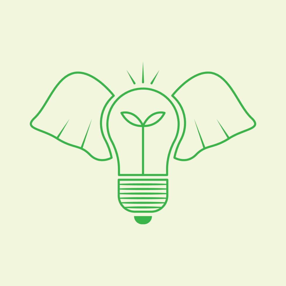 verde elefante bulbo logo vector