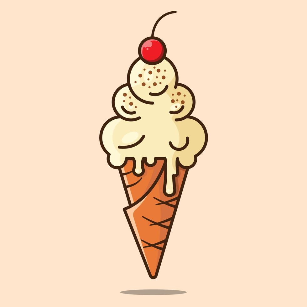 Vanilla Ice Cream Waffle Cone vector