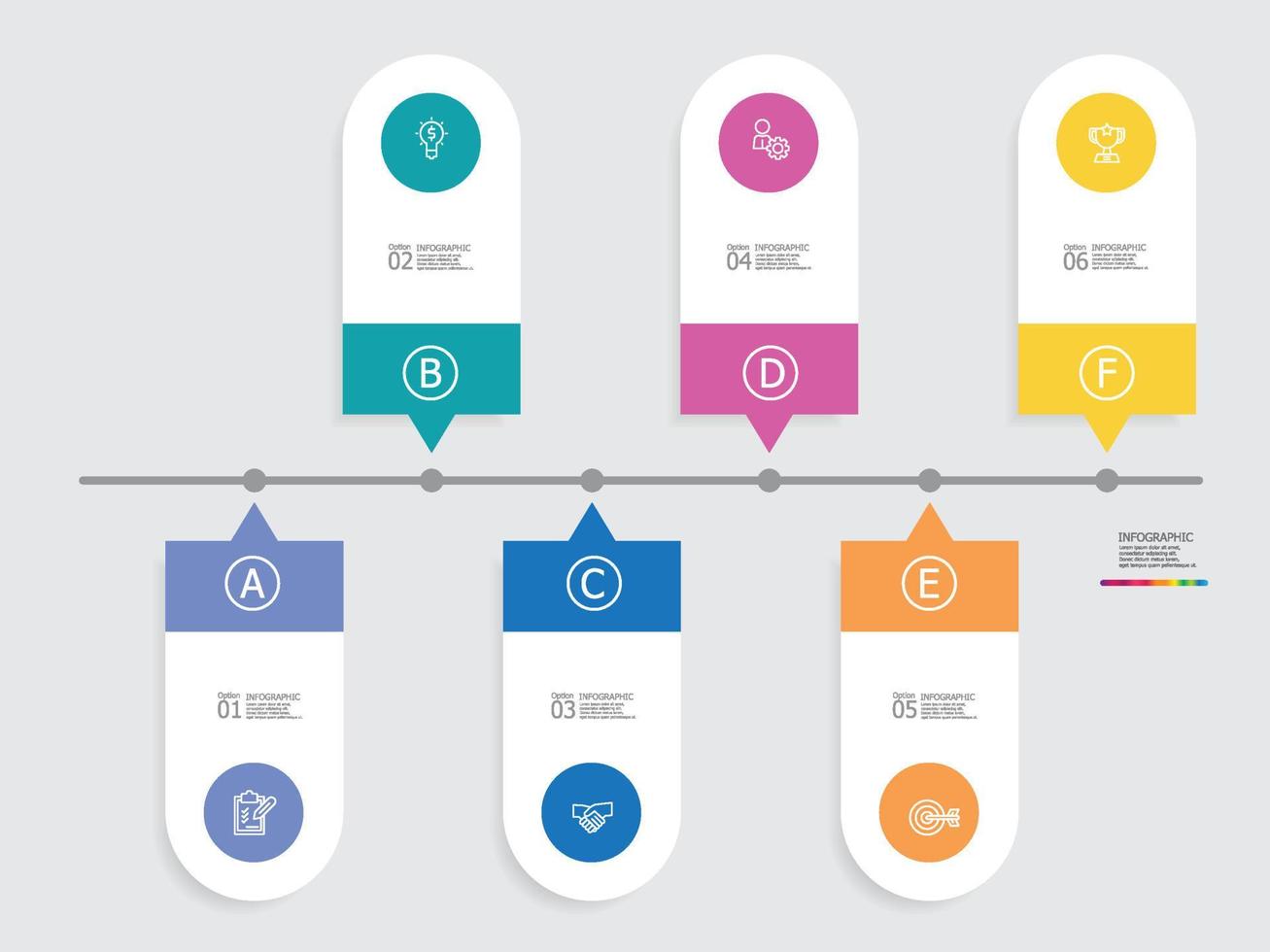 horizontal steps timeline infographic element report background vector