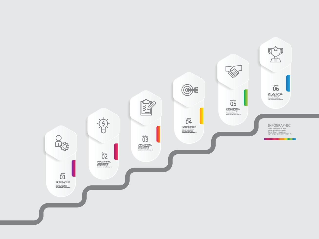 horizontal steps timeline infographic element report background vector