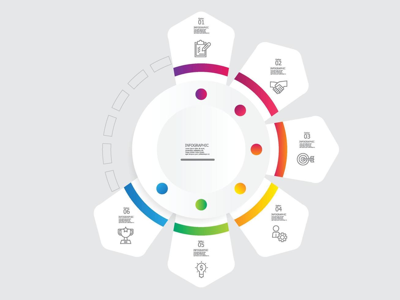 circle round steps timeline infographic element report background vector