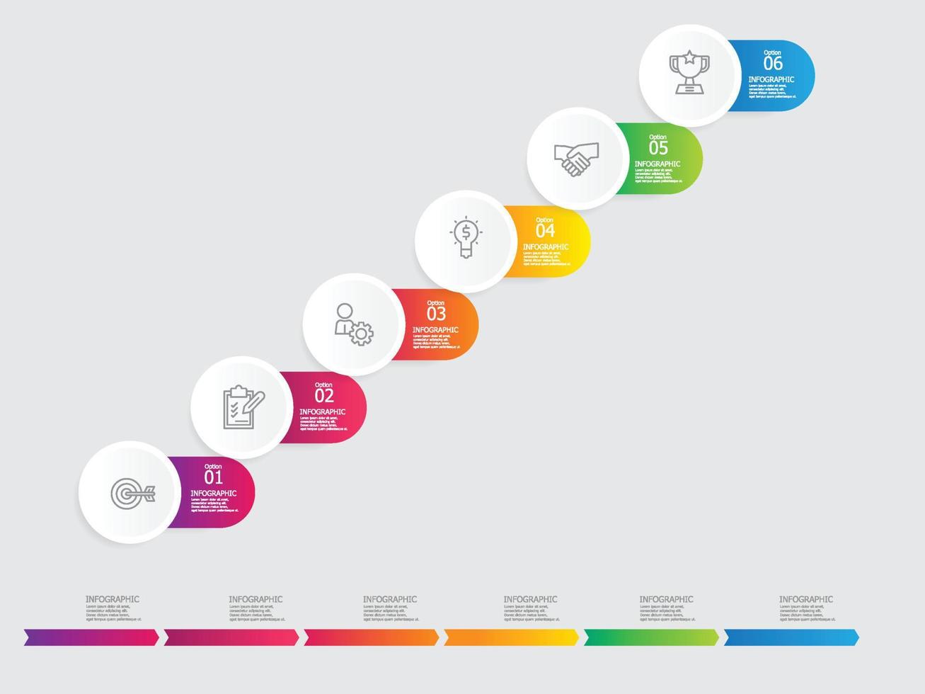 horizontal steps timeline infographic element report vector