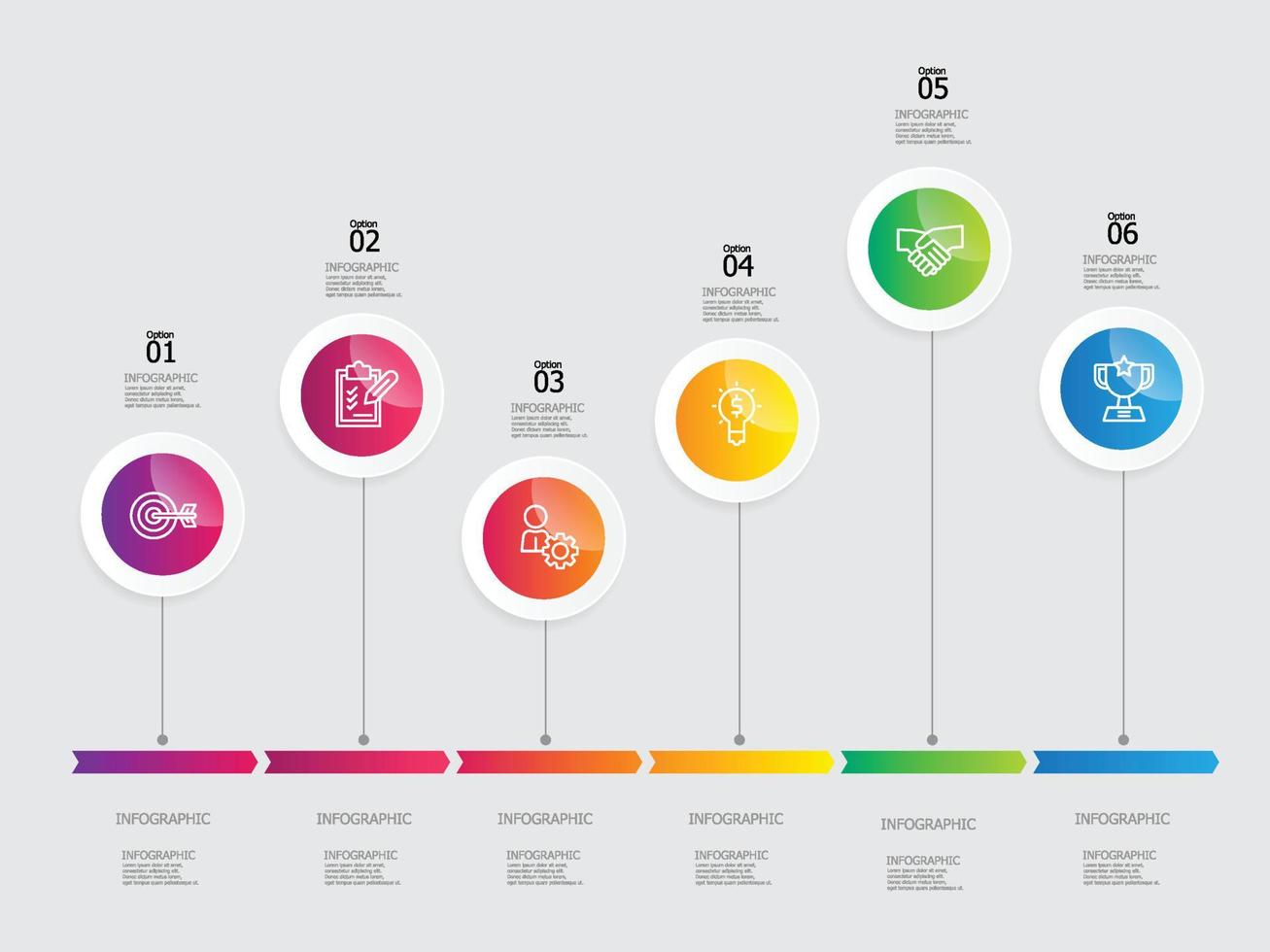 horizontal pasos cronograma infografía elemento vector