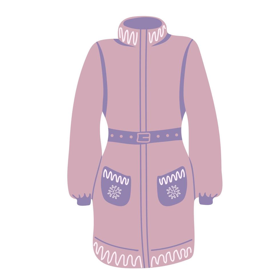 púrpura abrigo. invierno ropa para frío clima. vector