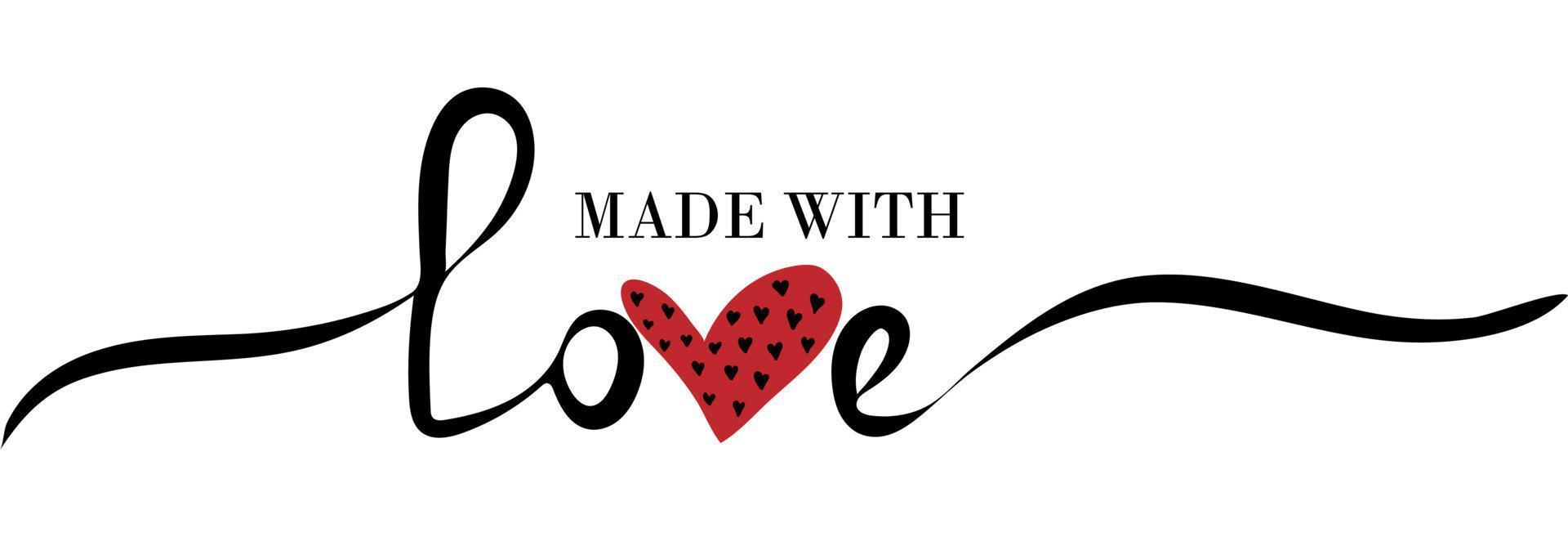 Made with love hand drawn lettering phrase vector