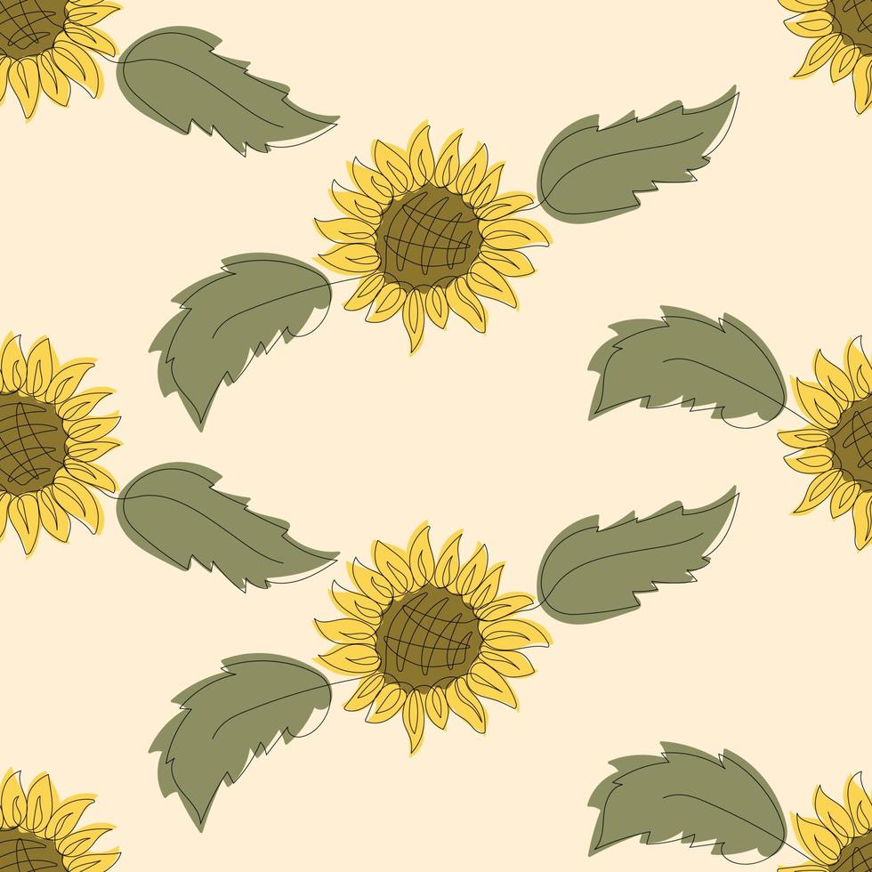 Seamless pattern with yellow sunflowers on white background vector